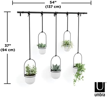 Ensemble de 5 pots suspendus Umbra Triflora : Jardinière d'intérieur ajustable avec rails, blanc - Idéal pour décorer votre espace ! – Image 2