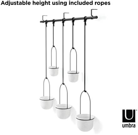 Ensemble de 5 pots suspendus Umbra Triflora : Jardinière d'intérieur ajustable avec rails, blanc - Idéal pour décorer votre espace ! – Image 5
