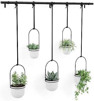 Ensemble de 5 pots suspendus Umbra Triflora : Jardinière d'intérieur ajustable avec rails, blanc - Idéal pour décorer votre espace ! – Image 9