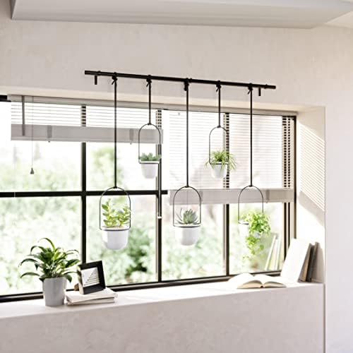 Ensemble de 5 pots suspendus Umbra Triflora : Jardinière d'intérieur ajustable avec rails, blanc - Idéal pour décorer votre espace ! – Image 7