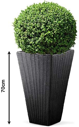 Pot de Fleurs Anthracite 70x40x40 cm 59 L Bac à Fleurs Aspect polyrotin | Jardinière Cache-Pot pour Jardin, Terrasse, Intérieur et Extérieur – Image 3