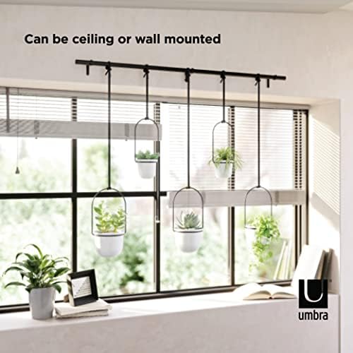Ensemble de 5 pots suspendus Umbra Triflora : Jardinière d'intérieur ajustable avec rails, blanc - Idéal pour décorer votre espace ! – Image 3