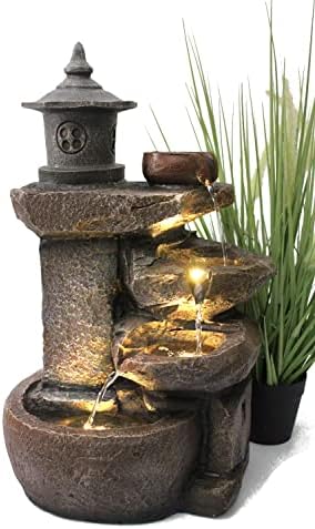 Fontaine BK851 Cascade avec éclairage pour jardin, terrasse et intérieur - Décoration élégante et apaisante