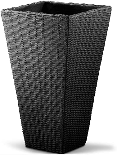 Pot de Fleurs Anthracite 70x40x40 cm 59 L Bac à Fleurs Aspect polyrotin | Jardinière Cache-Pot pour Jardin, Terrasse, Intérieur et Extérieur